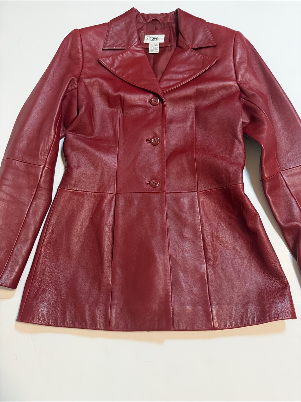 Vintage Cherry Red Lambskin Leather Jacket